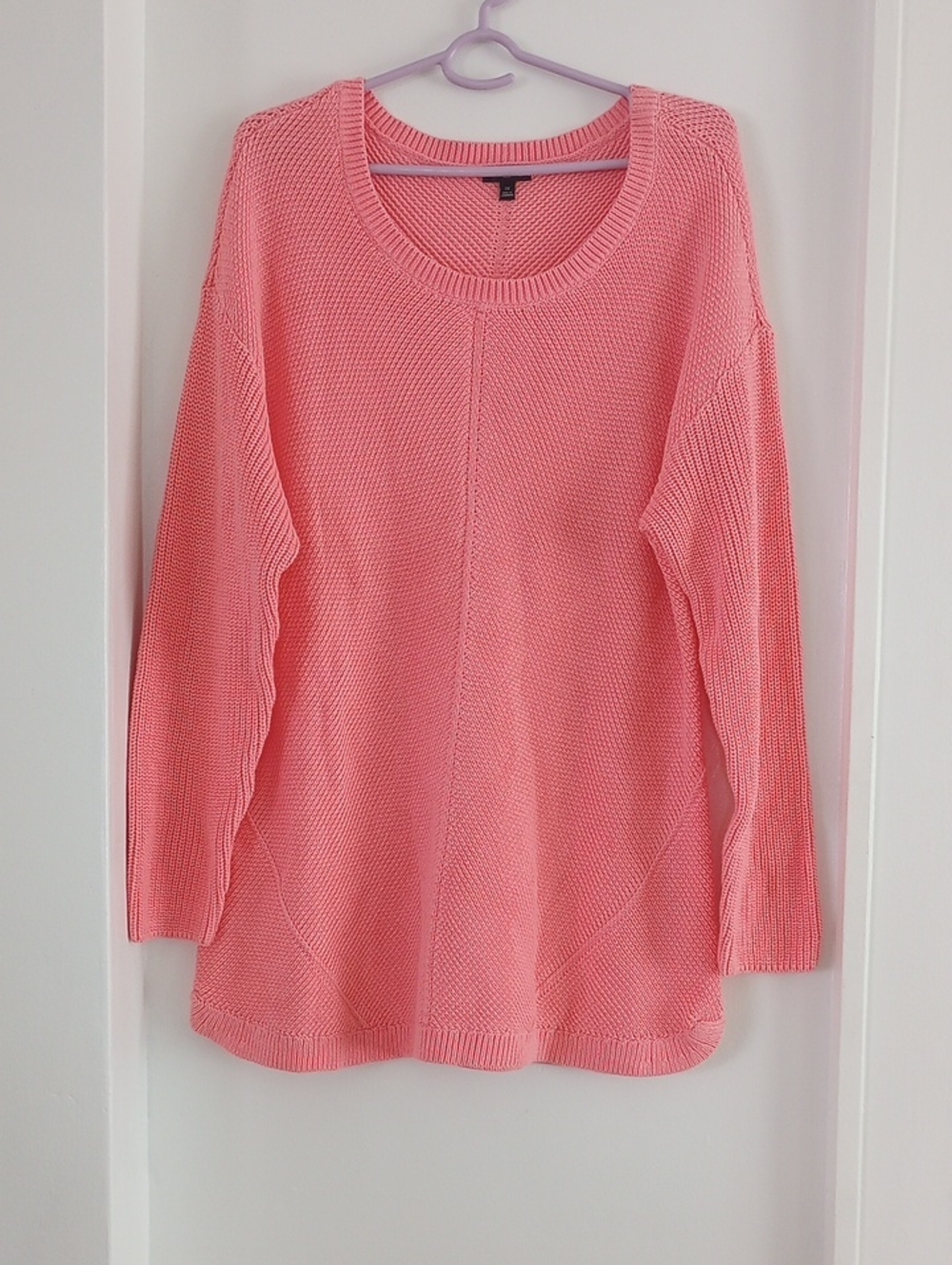 Talbots 100% Pima Cotton Coral Pink Scoop-Neck Cable Knit Sweater Size 1X